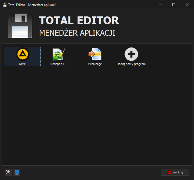 Total Editor - Mendżer aplikacji