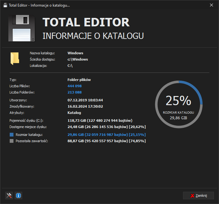 Total Editor - Tryb Informacji o Katalogu