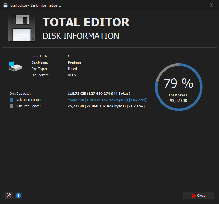 Total Editor - Disk Information Mode